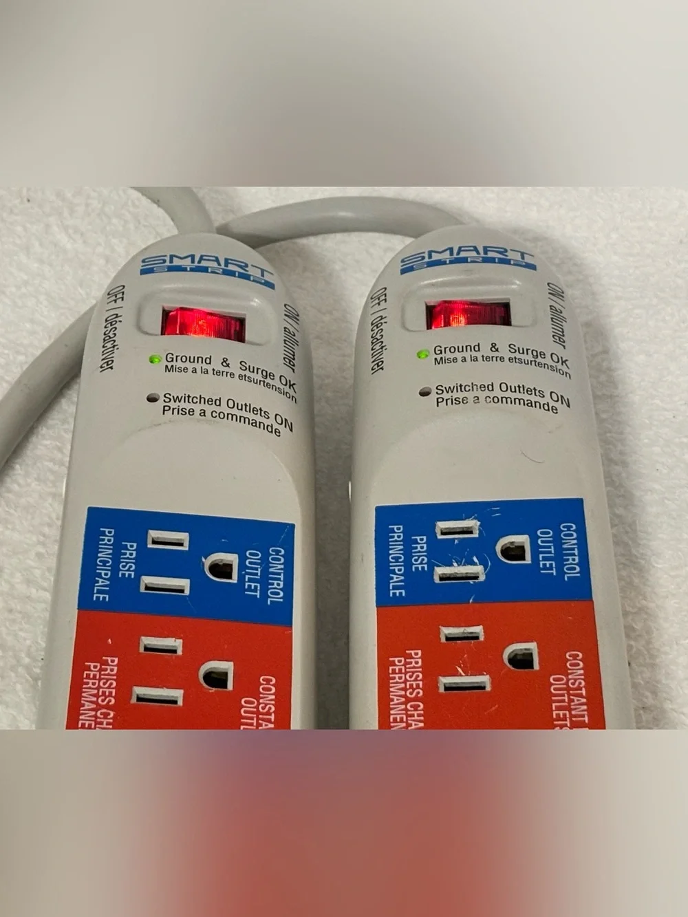 White Surge Protector Power Strip with Multiple Outlets 2 set